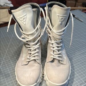 Versace mens Crosta suede trim Greek key Boots with Logo size 44